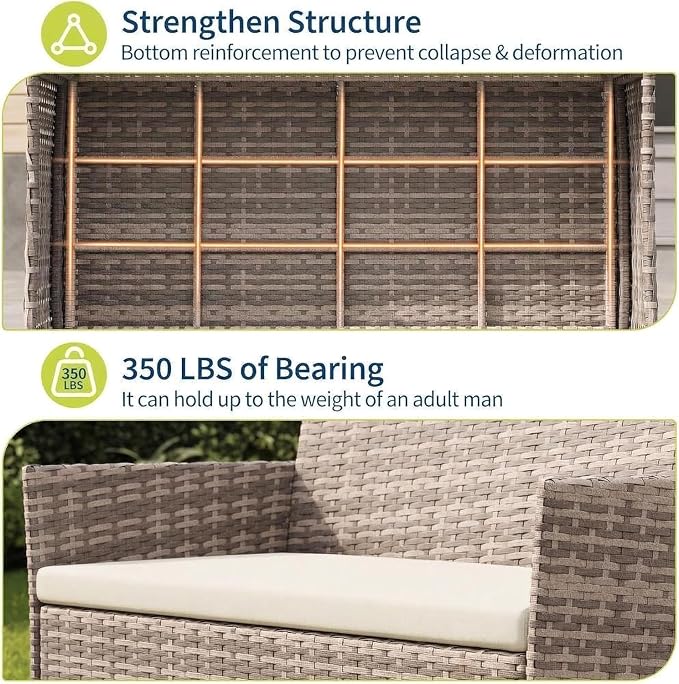4-Piece Outdoor Furniture Set, PE Rattan Wicker Chairs - Image 5
