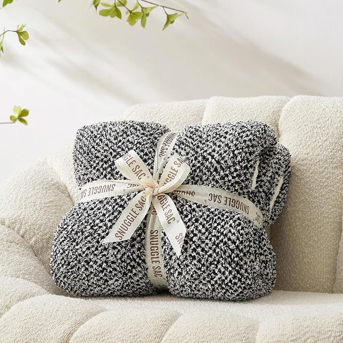 Snuggle Sac Super Soft & Reversible Heather Black Throw by SnuggleSac