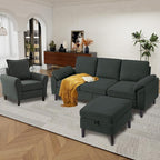 79" Convertible Sectional Sofa Set, Modern Linen Small L Shaped Couch - Image 2