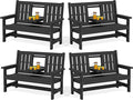 SERWALL Outdoor Bench with Cup Holder, Oversized 58" HDPE Porch Bench Suitable by SERWALL