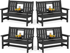 SERWALL Outdoor Bench with Cup Holder, Oversized 58" HDPE Porch Bench Suitable by SERWALL