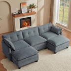 Amsleekey Modular Sectional Sofa, 111.5" U-Shaped Corduroy Comfy Sectional by Amsleekey