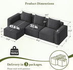 Welzona 103" Sectional Couch, Locked-in Modular Sectional Sofa, Wood Frame - Image 2