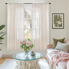 BGment Oatmeal Linen Semi Sheer Curtains 63 Inch Length - Image 2