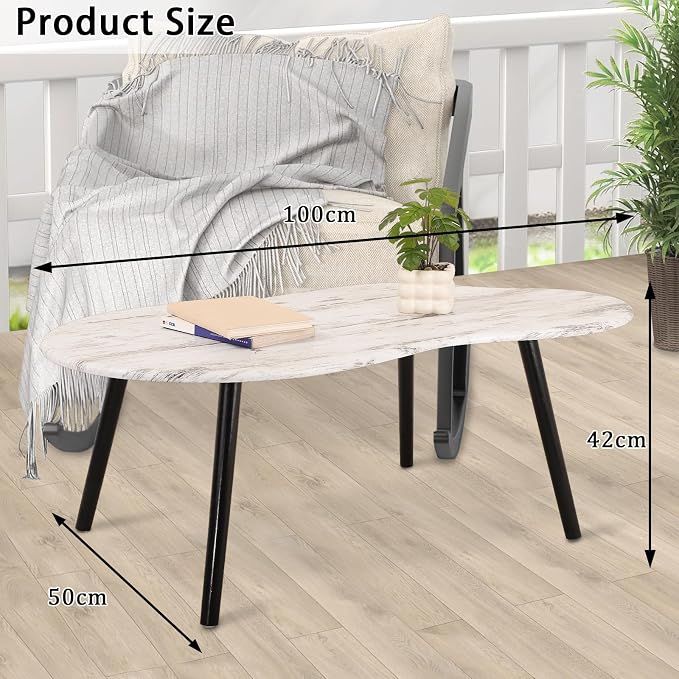 Small Coffee Table Cloud Shape Coffee Tables Unique White Wood Grain Tabletop - Image 3