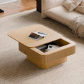 Square Coffee Table for Living Room, Fluted Drum Accent Tea Center Table by Unknown