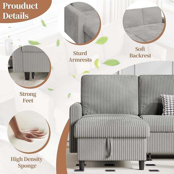 Walsunny 77" Sectional Sleeper Sofa - Image 6