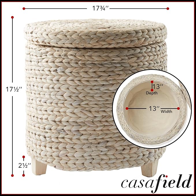 Casafield 17" Round Storage Ottoman - Image 3