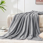 BEDELITE 3D Ribbed Jacquard Grey Fleece Twin Blanket by BEDELITE