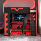 Full Size Gaming Loft Bed with Integrated Desk & RGB LED Lights, Pro-Gamer Bunk - Image 3