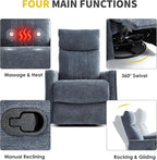 Trustyue Swivel Rocker Recliner Chair, 360° Swivel Recliner - Image 3