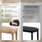 Outdoor Backless Bench, All-Weather Wicker & Solid Acacia Wood, Premium Garden - Image 6