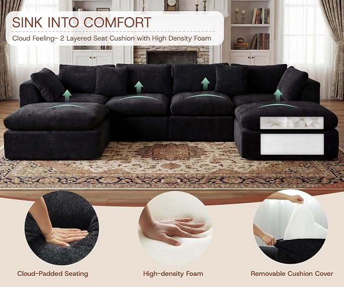 GRUSIGN 141'' Oversized Boneless Cloud Couch - Image 5