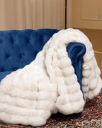 Ultra Soft Cozy Faux Fur Throw Blanket, Fuzzy Plush Thick Bubble Blanket - Image 3