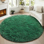 Dark Green Round Area Rug 4ft, Soft Bedroom Circle Rugs - Image 5