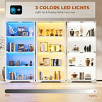 Display Cabinet with Glass Doors, Curio Cabinet with 3 LED Lights and Human - Image 7