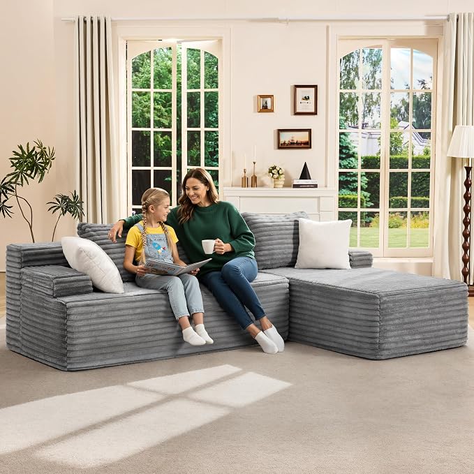 Hobestluk Modular Sectional Sofa Couches L-Shape Couch 3 Seat Modular Sofa - Image 3