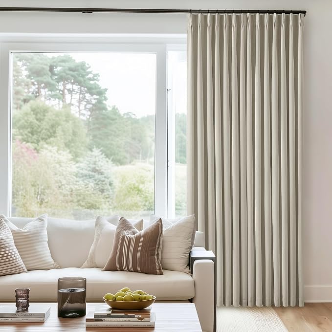 Oatmeal Beige Linen Blackout 92 Inch Curtains - Image 9