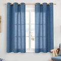 YoungsTex Navy Blue Linen Curtains 45 Inch Length, Short Light Filtering Semi by YoungsTex