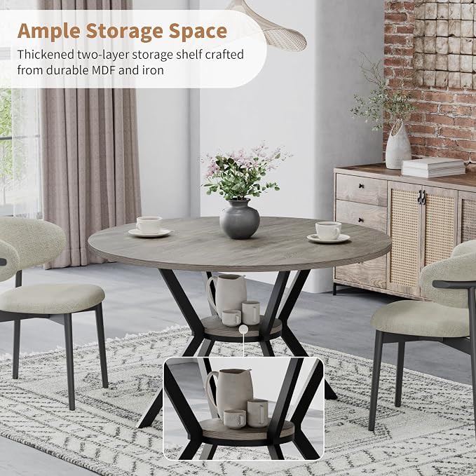 Round Dinner Table for 2-4, 42 Inch Kitchen & Dining Room Table - Image 3