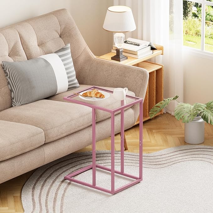 C Shaped End Table Set of 2, Small Side Couch Sofa Tables - Image 8