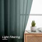 Green Sheer Curtain 96 Inches Long 2 Panels Set - Image 2