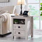 T4TREAM Nightstand with Charging Station, End Table, Side Table with 2 Drawers by T4TREAMFurniture