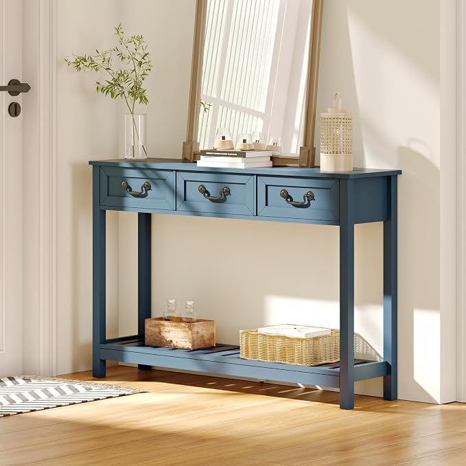 ChooChoo Console Table with 3 Drawers, Rustic Entryway Table, Narrow Long Sofa by ChooChoo
