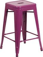 Flash Furniture Kai Commercial Grade 4 Pack 24" High Backless Purple - Image 3