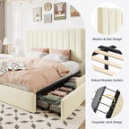Allewie Queen Size Storage Bed Frame, Vertical Channel Tufted Adjustable - Image 6
