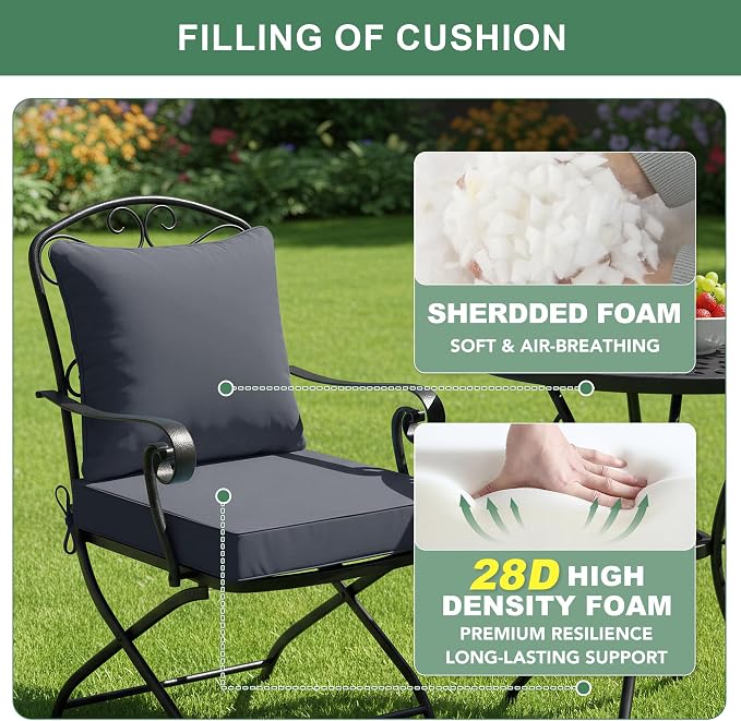 Summsun Patio Chair Cushions Set of 4, Water Resistant Backrest Pillow and Seat - Image 4