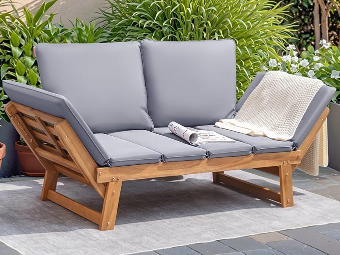 Devoko Outdoor Couch Acacia Wood Patio Couch by DEVOKO