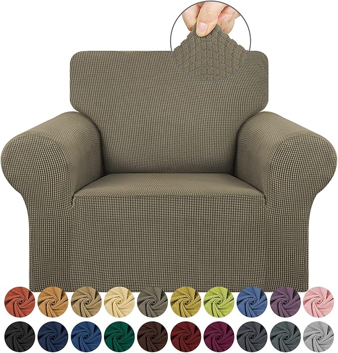 Stretch Chair Sofa Slipcover, Single Couch Cover, Khaki | 1-Piece Washable Sofa by KEKUOU