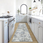 2'6''x8' Runner Rugs Washable Rug:Modern Abstract Hallway Blue Multi Carpet | by GENTDRIZZ