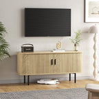 47''W Natural Storage Cabinet, Media Console, Tambour TV Stand; Sliding Door - Image 9