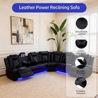 Power Reclining Leather Sectional Couch - Image 4