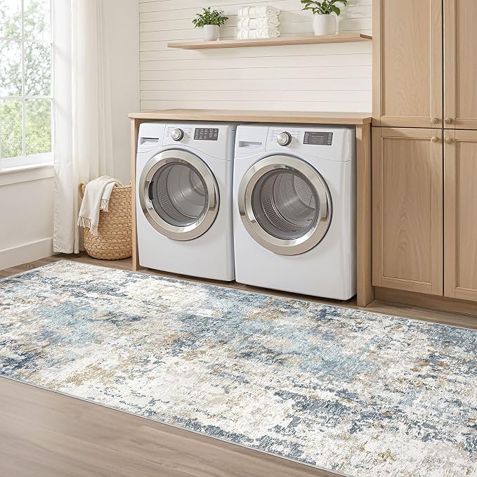 LOONGRUG Runner Rug 2x6 Washable Non-Slip Kitchen Neutral Modern Rug | Abstract - Image 7