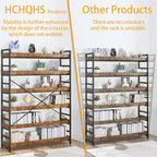 HCHQHS 6 Tier Bookshelf, Adjustable Industrial Bookcase, Vertical Tall Book - Image 6