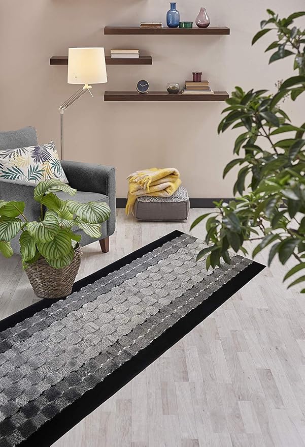 Custom Length Hallway Runner Rug, Slip Resistant, Checkered Black, 26 Inch X 5 - Image 4