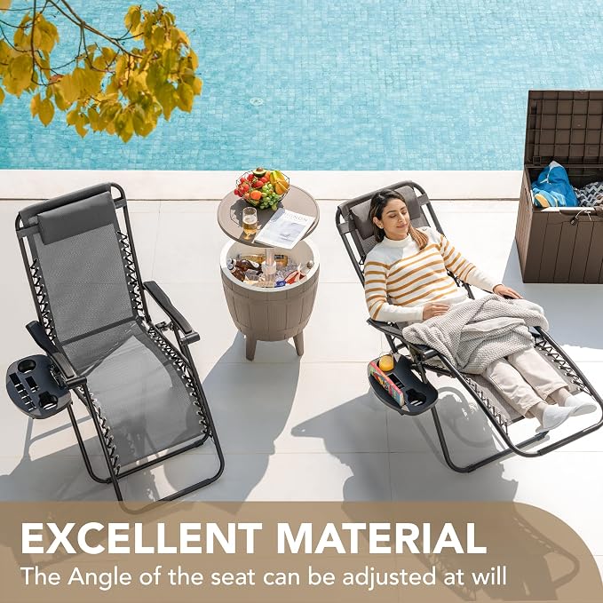 Devoko Patio Zero Gravity Chair Outdoor Folding Adjustable Reclining Chairs - Image 3