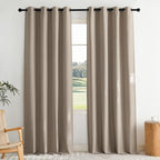 NICETOWN Farmhouse Style 100% Blackout Crisp Faux Linen Curtains 90 inches Long by NICETOWN