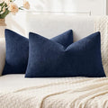 MIULEE Navy Chenille Couch Lumbar Throw Pillow Covers, 12x20 | Set of 2 by MIULEE