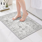 Grey Floral Entry Door Mat 24x17 inch by WelcometoBabovid