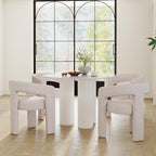 RIVOVA Modern Barrel Dining Chairs Set of 4, Linen Upholstered Accent Side Chair - Image 3