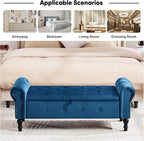 Storage Bench for Bedroom, Velvet 51" End of Bed Bench, Queen Size Bench - Image 6