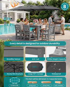 SERWALL Patio Dining Set with 15FT Double Side Umbrella, Outdoor Dining Sets - Image 2