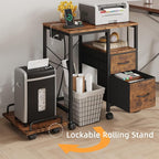 YAOHUOO Printer Stand with Power Outlet/Fabric Drawers, Printer Cabinet with - Image 2