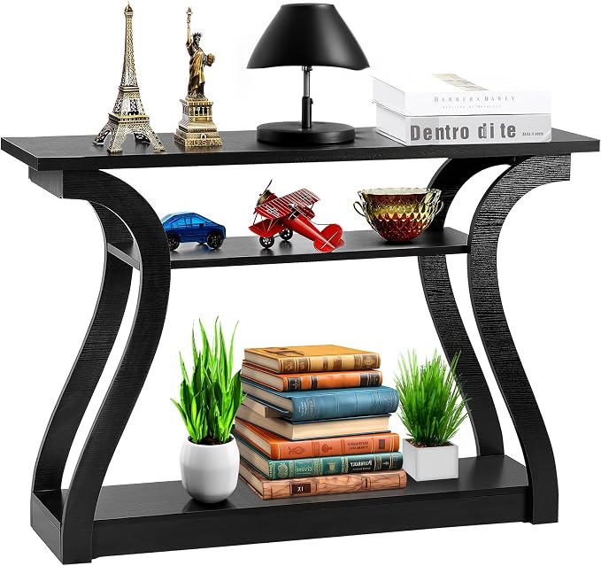 SUPER DEAL Wood Console Table 3 Tier Narrow Entryway Table by Superdeal