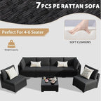 KIGOTY 7-Piece Patio Furniture Set, All-Weather PE Rattan Outdoor Sectional Sofa - Image 6