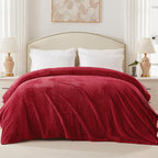Exclusivo Mezcla Soft Waffle Fleece Bed Blanket Queen Size, Deep Red | - Image 3